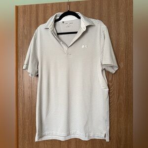 Under Armour Men's Light Gray Striped Polo
